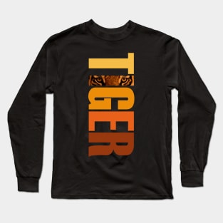 Tiger Vertical Text Design Long Sleeve T-Shirt